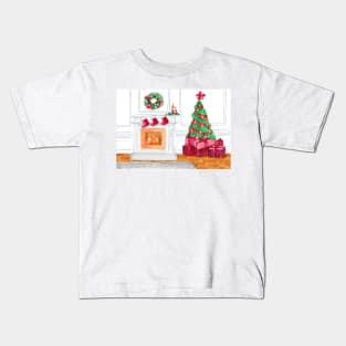 Christmas Fireplace Kids T-Shirt
